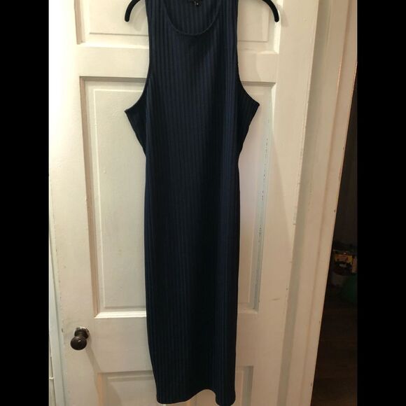 River Island Navy Blue Ribbed Tank Dress - Picture 3 of 9